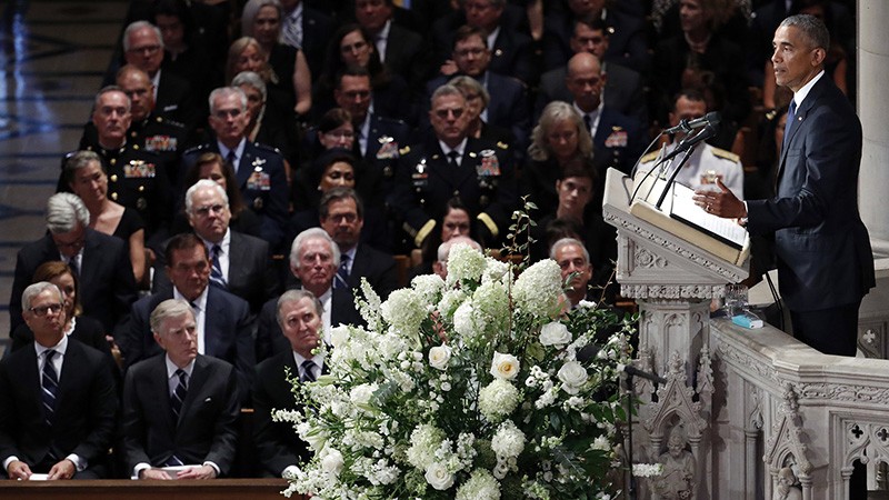 奥巴马在迈凯恩葬礼追悼会演讲